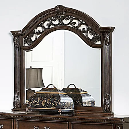 Traditional Arched Dresser Mirror with Scrolled Details